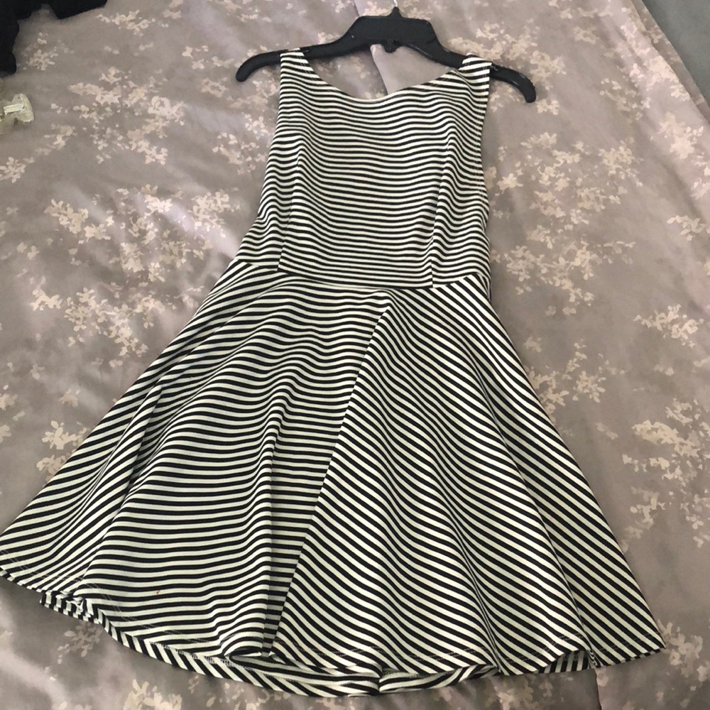 Black and white striped party dress